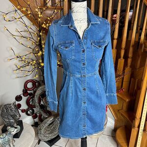 Free People Women’s Dynamite Western Long-sleeve Mini Shirt Dress Size S